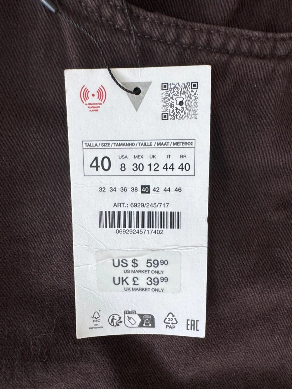 🌼Zara🌼 NWT Brown High-Rise Relaxed Wide Leg Jeans, Size 8 - Picture 3 of 8